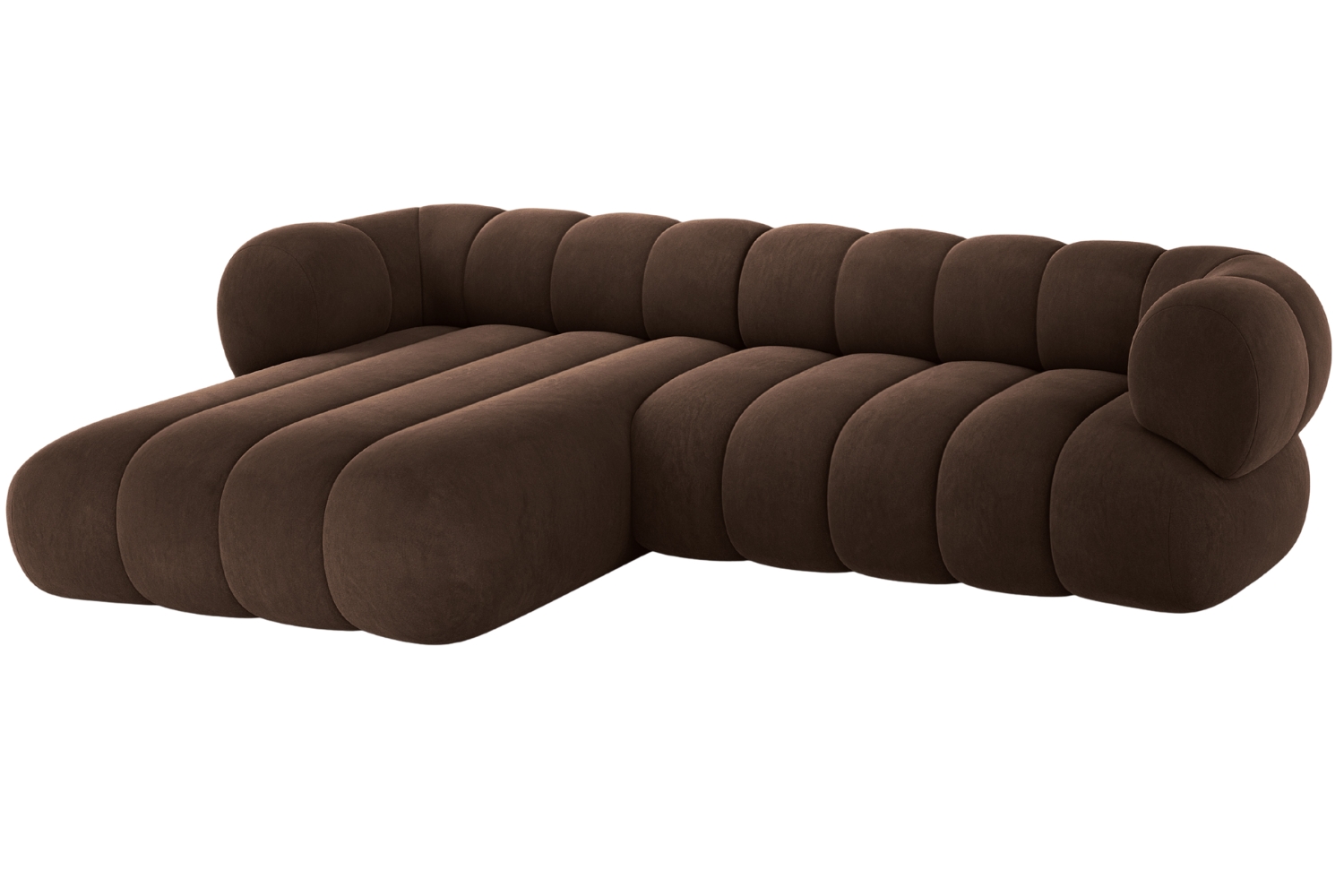 Cosmopolitan Design Hnědá sametová rohová pohovka Koge 270 cm