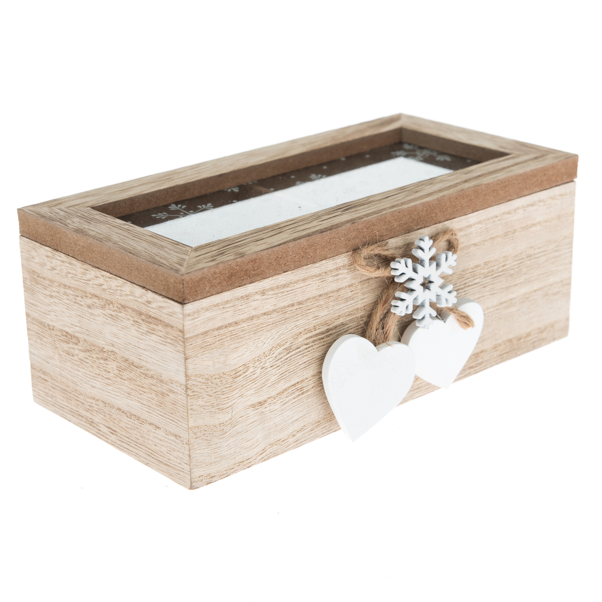 Dřevěná krabička se 2 přihrádkami Hearts