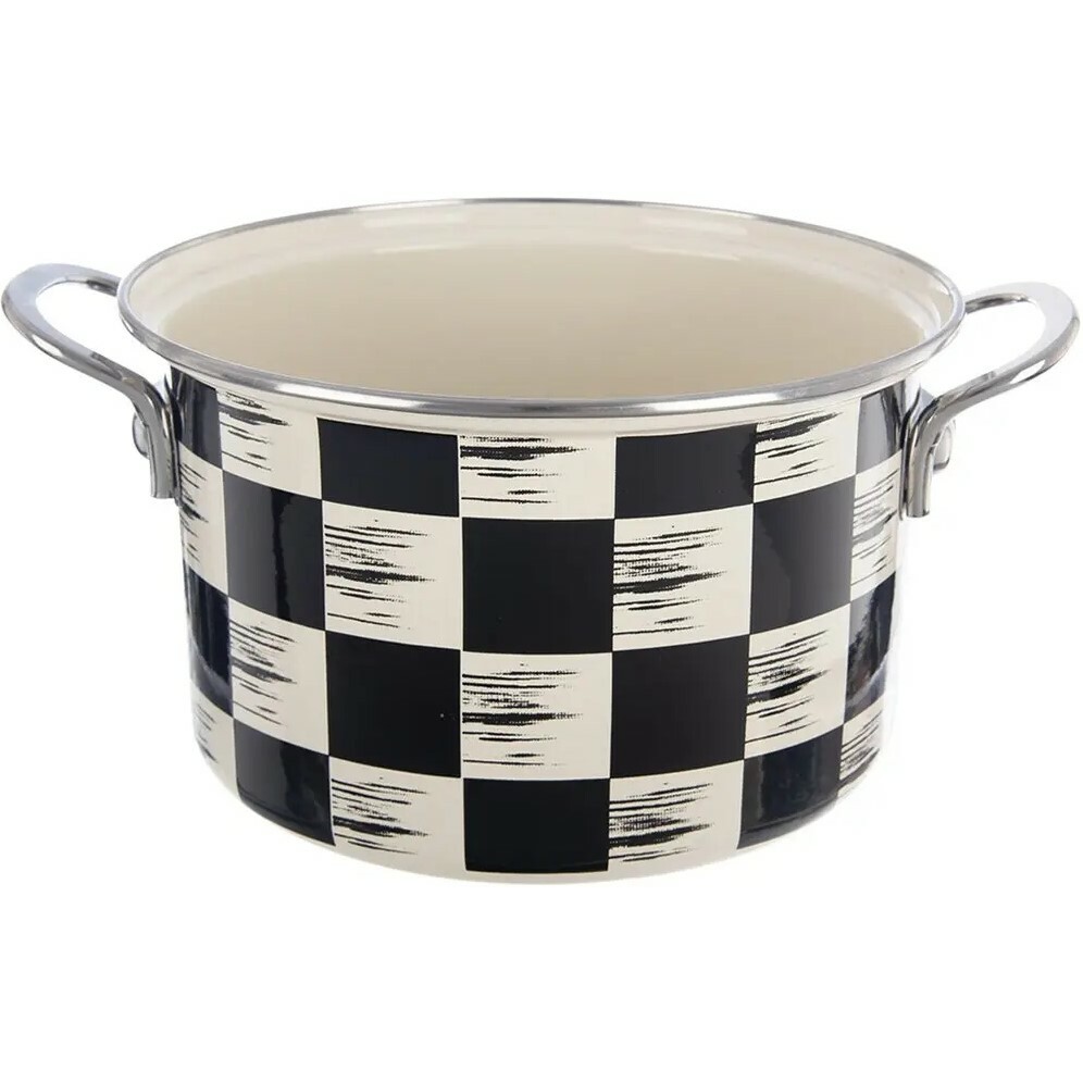 Hrnec smalt ŠACHOVNICE Lem 4 l