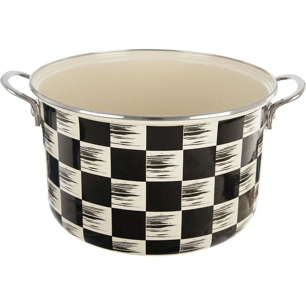 Hrnec smalt ŠACHOVNICE Lem 6