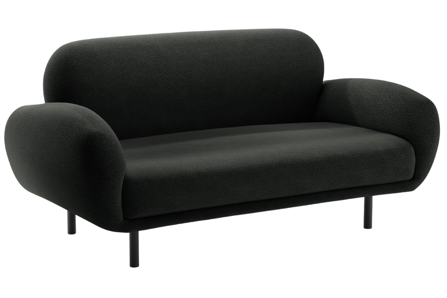 Micadoni Černá bouclé dvoumístná pohovka Poppy 148 cm