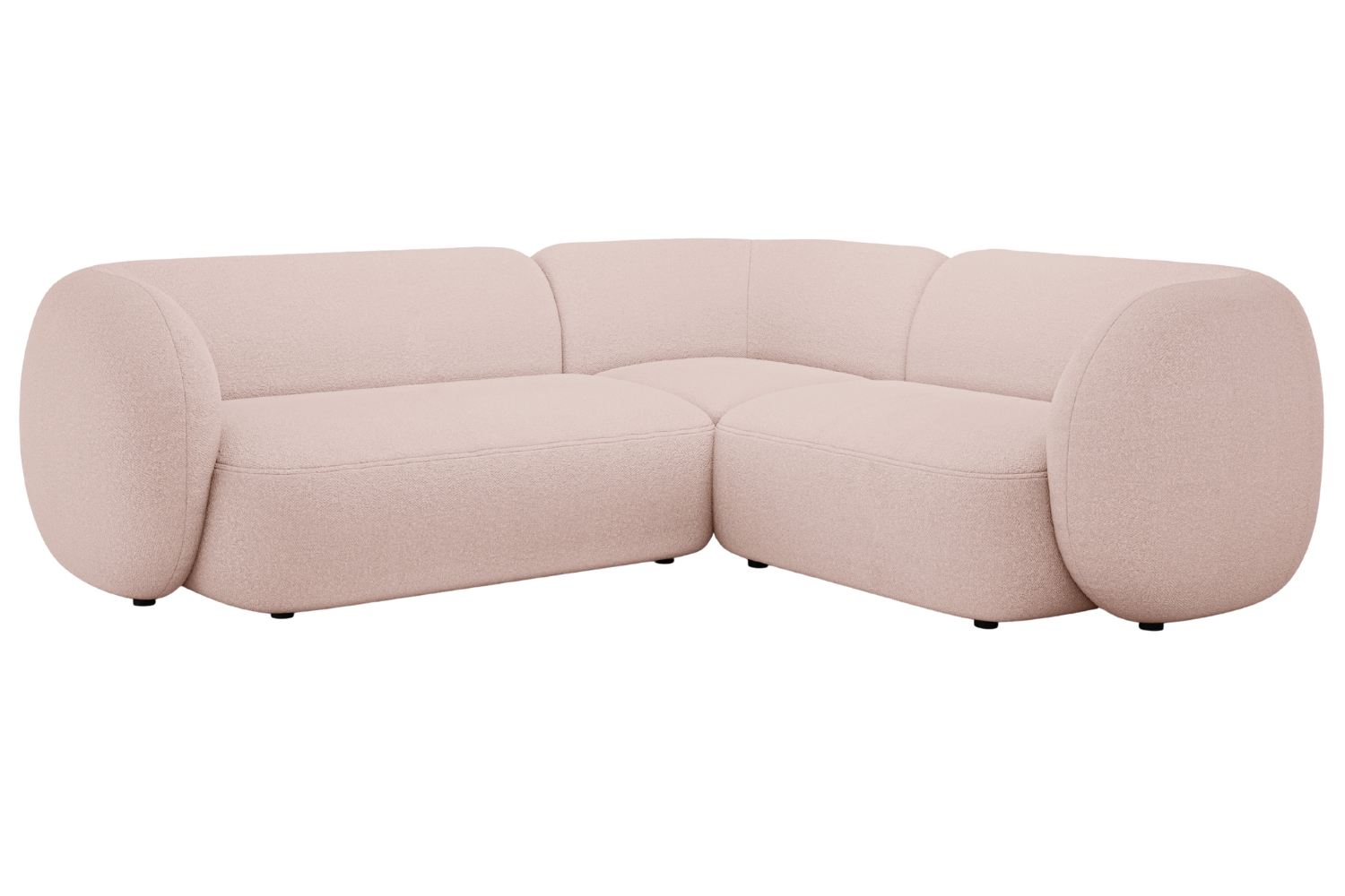 Micadoni Světle růžová bouclé rohová pohovka Kate 252 cm