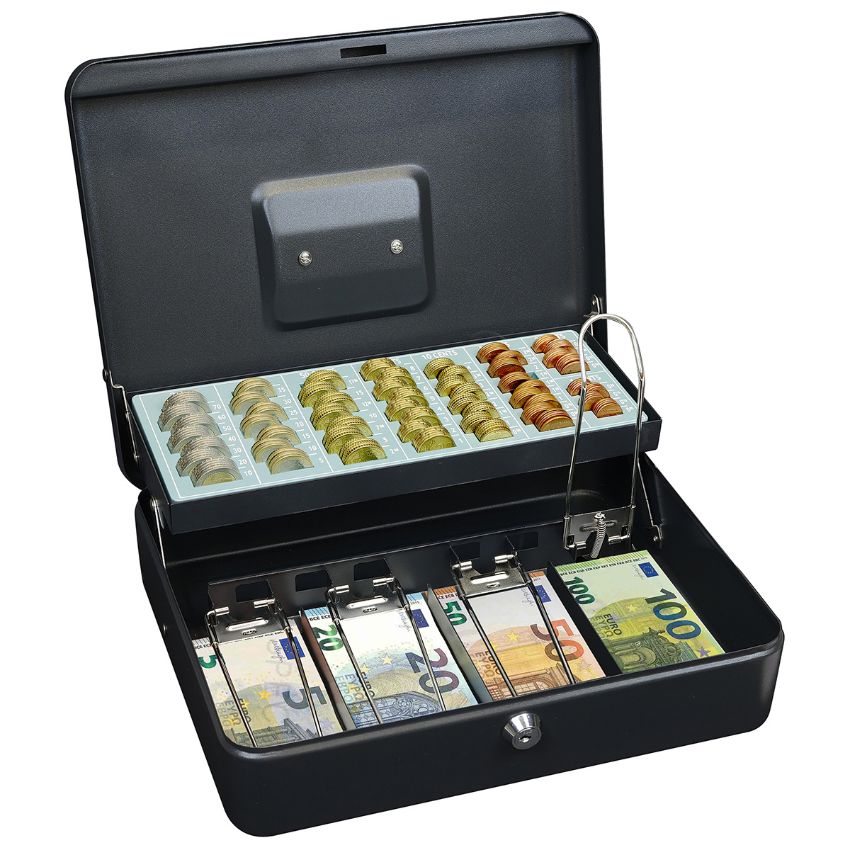 Ocelová pokladnička na eura TS.015.EUR.FIX černá