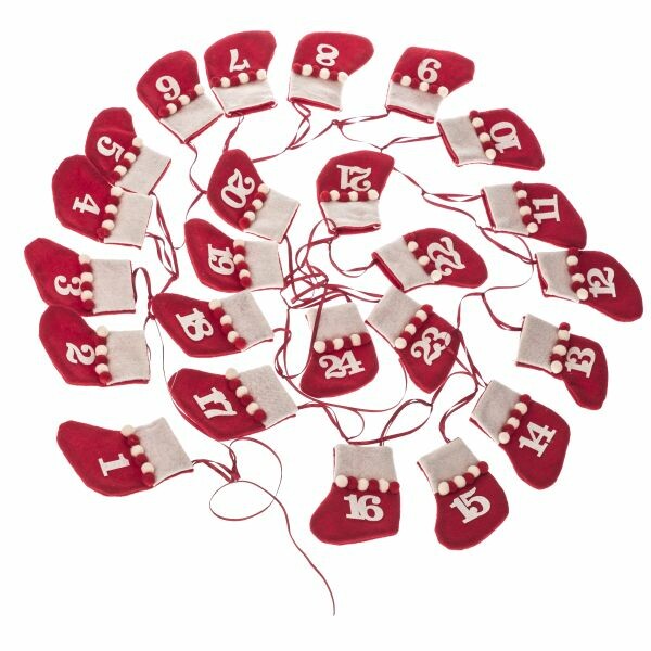 Textilní závěsný adventní kalendář