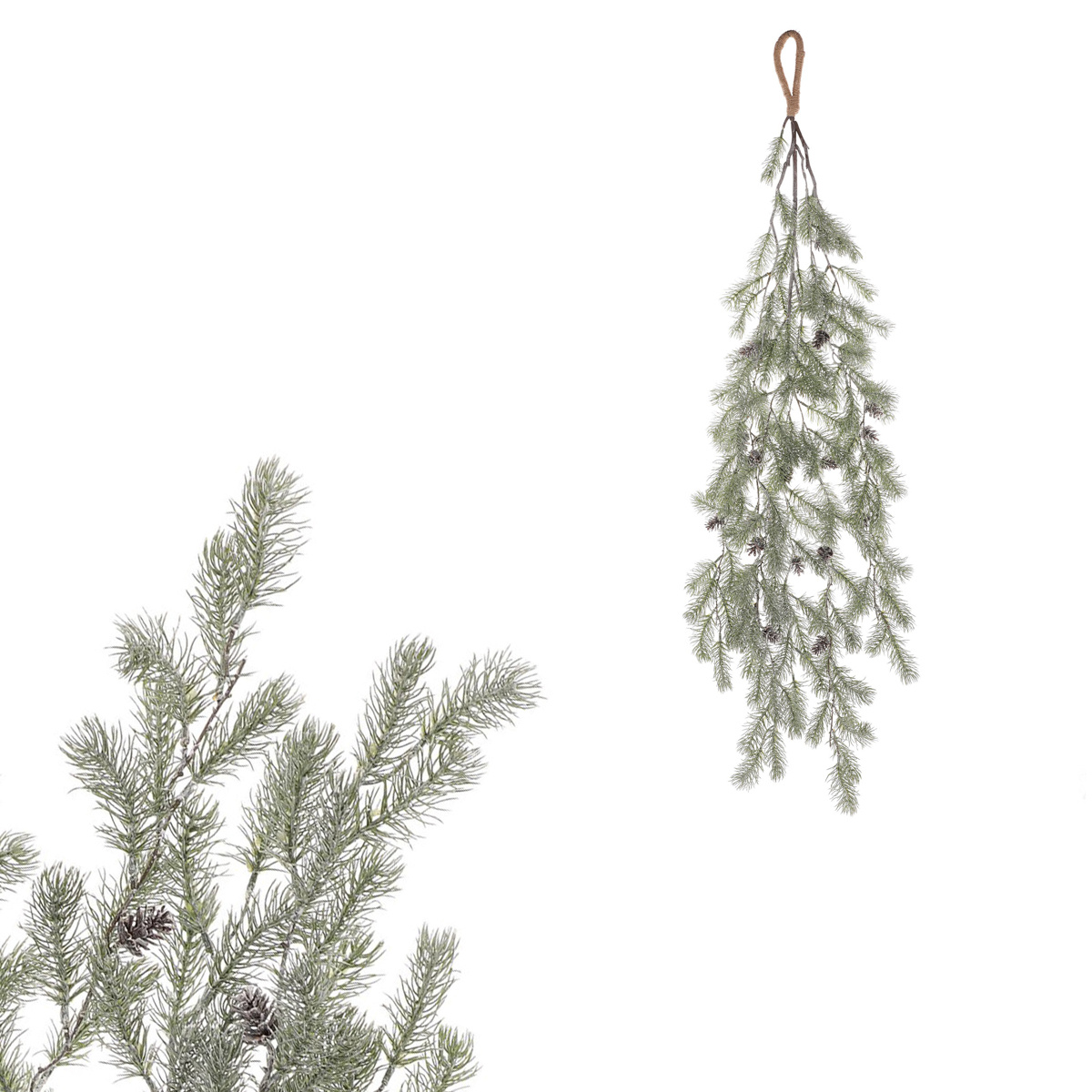 Umělá převislá smrková větev se šiškami