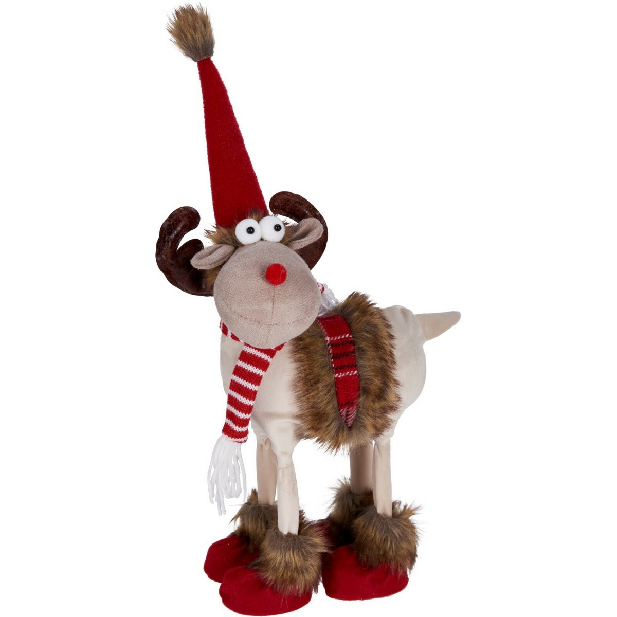 Vánoční dekorace Sobík s červeno-bílou šálou