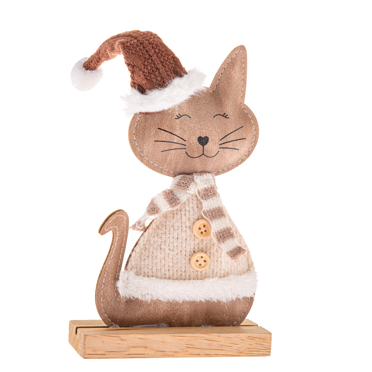 Vánoční kočka z umělé kůže 19 cm