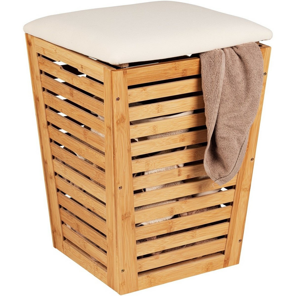 Wenko Koš na špinavé prádlo se sedákem Bambusa 55 l