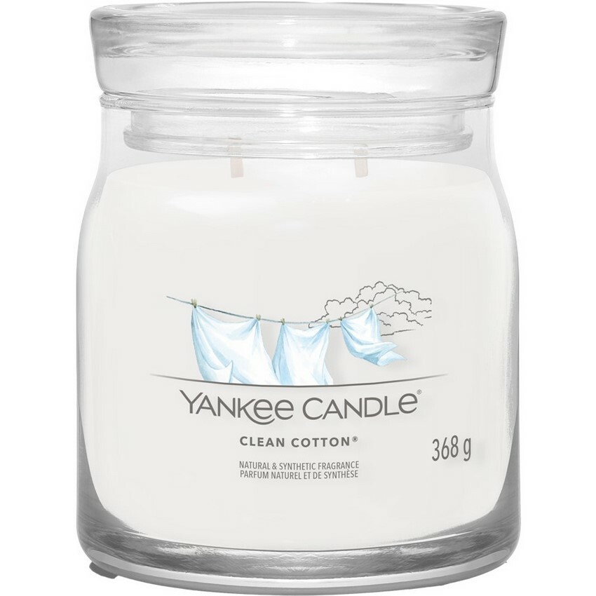 Yankee Candle vonná svíčka Signature ve skle střední Clean Cotton