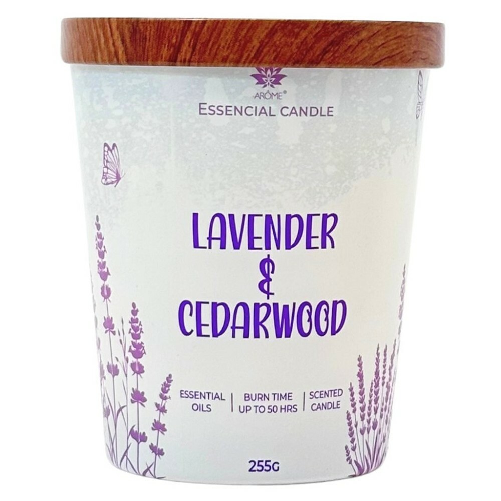 Arome Svíčka ve skle s kovovým víčkem 255g Lavender & Cedarwood