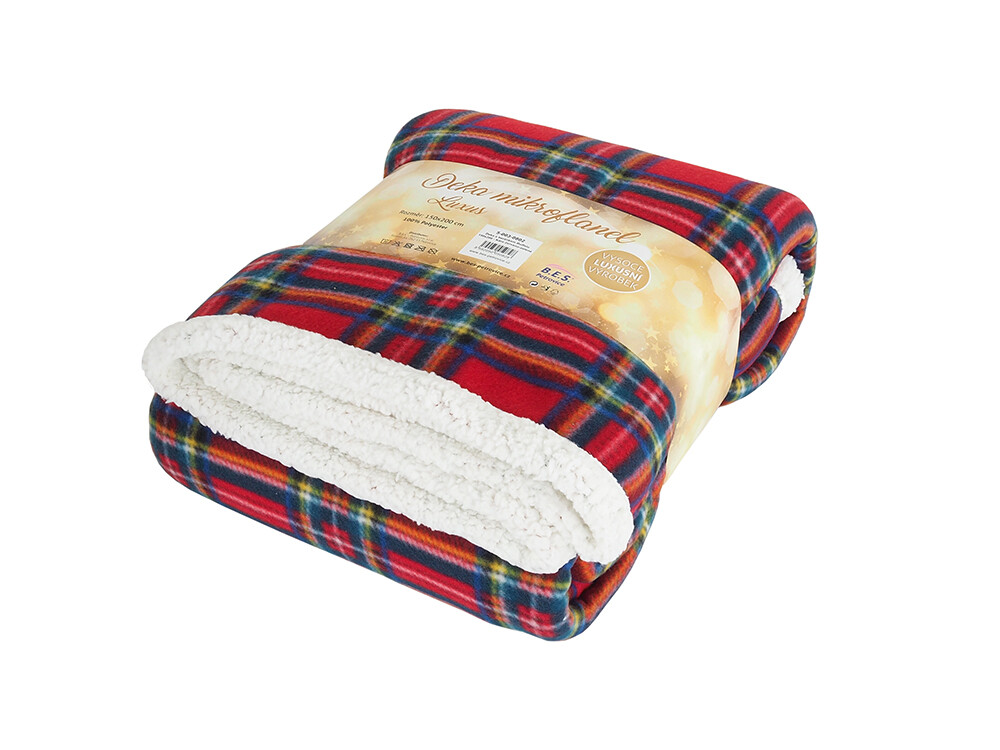 B.E.S. Petrovice Beránková deka Buffalo Káro červeno-zelená