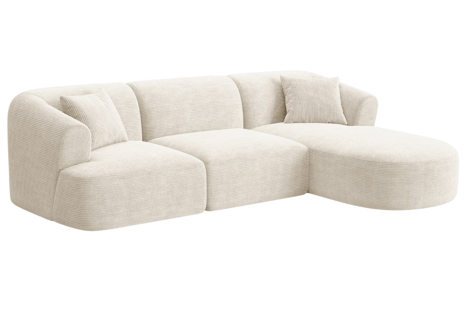 Cosmopolitan Design Krémově bílá manšestrová rohová pohovka Campi 256 cm