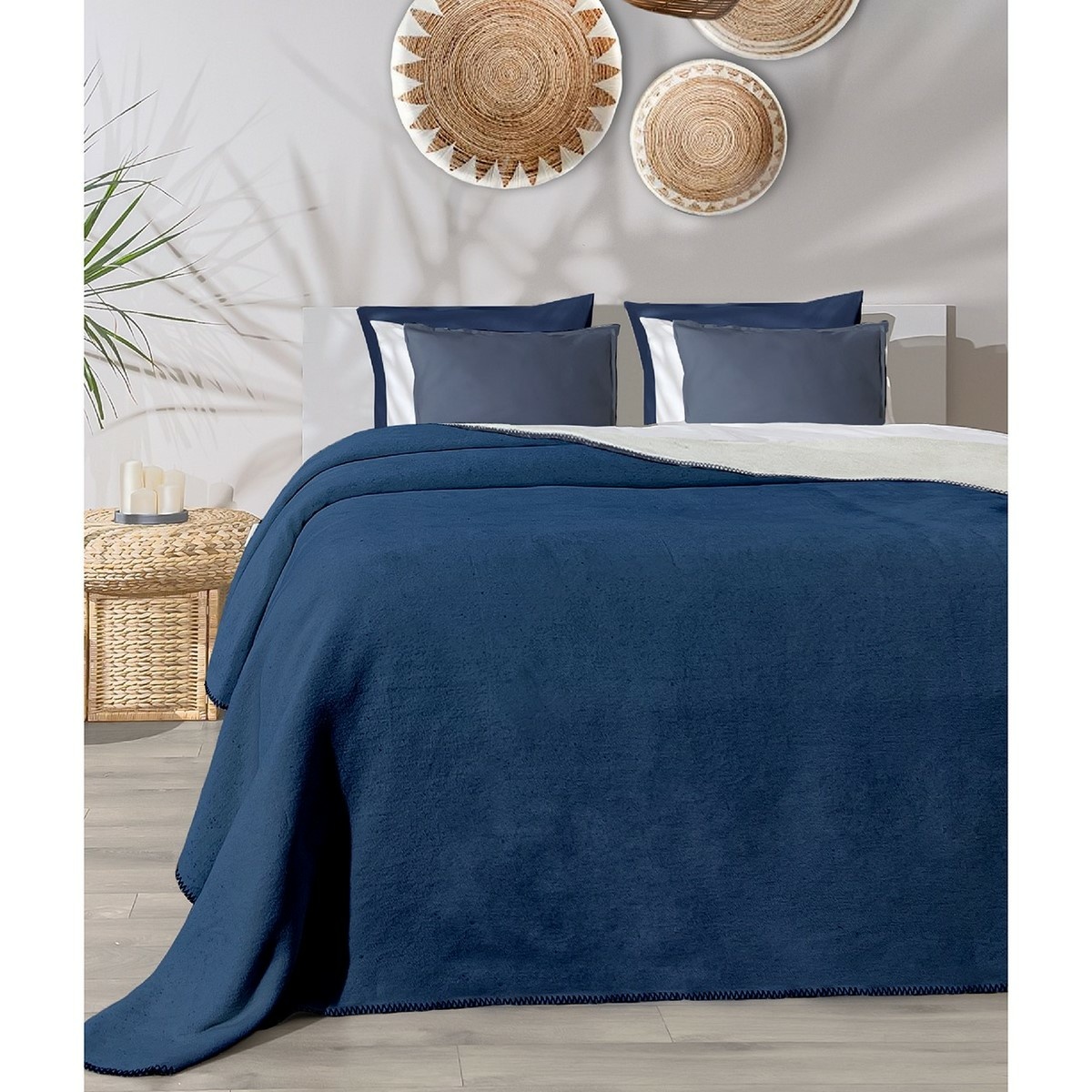 Deka Twin modrá & krémová