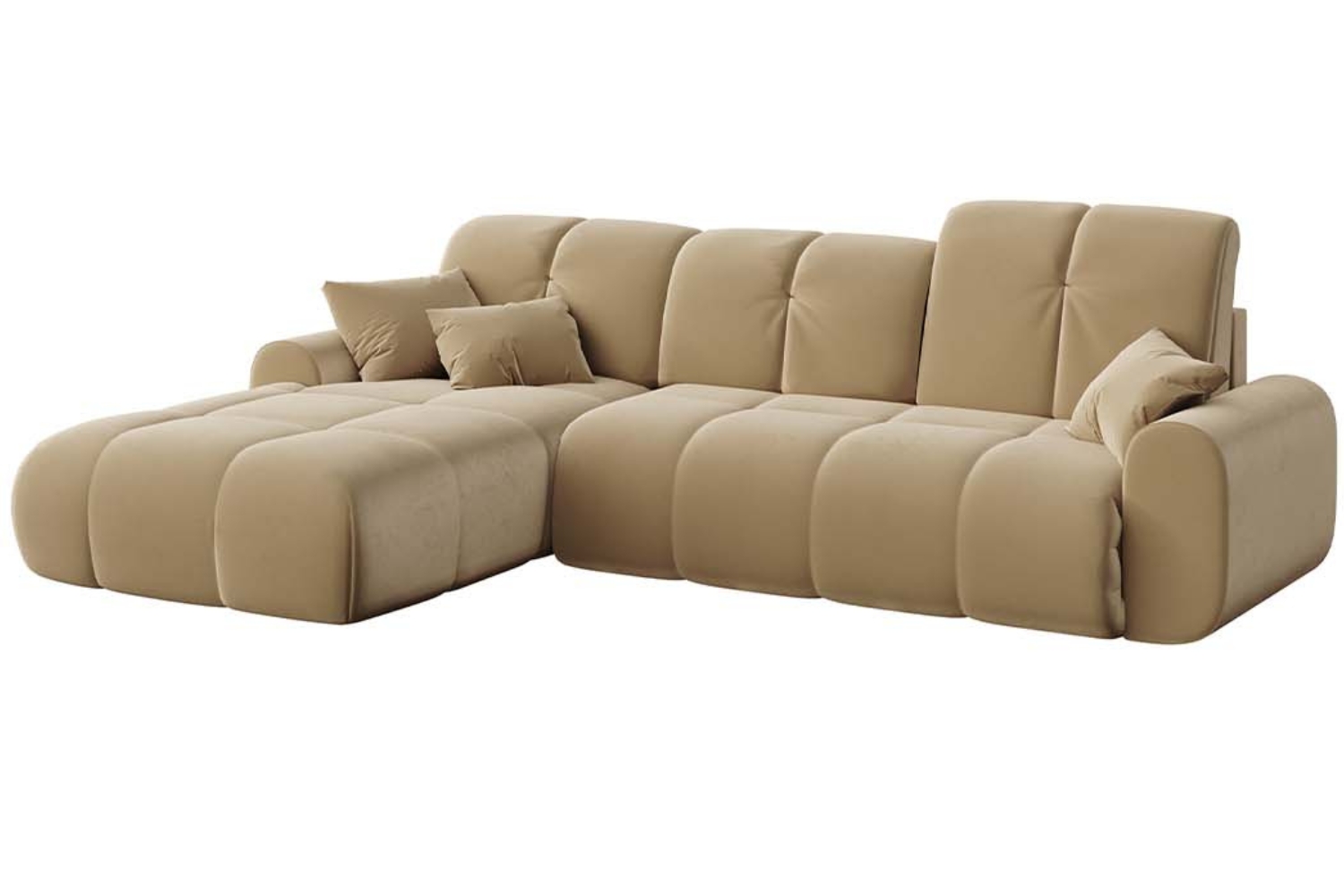 Devichy Béžová sametová rohová pohovka Tous 290 cm