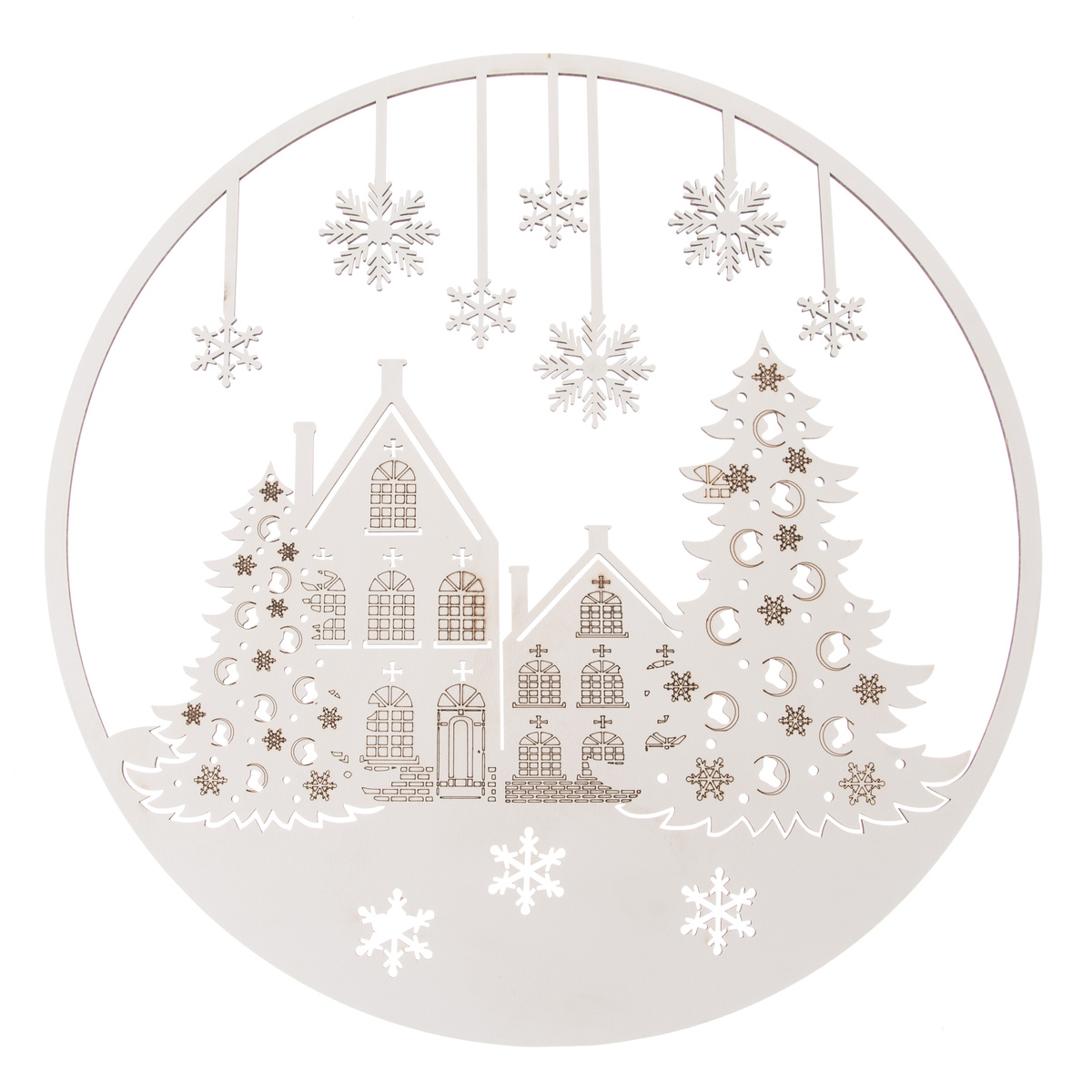 Dřevěná vánoční dekorace na stěnu Vločky