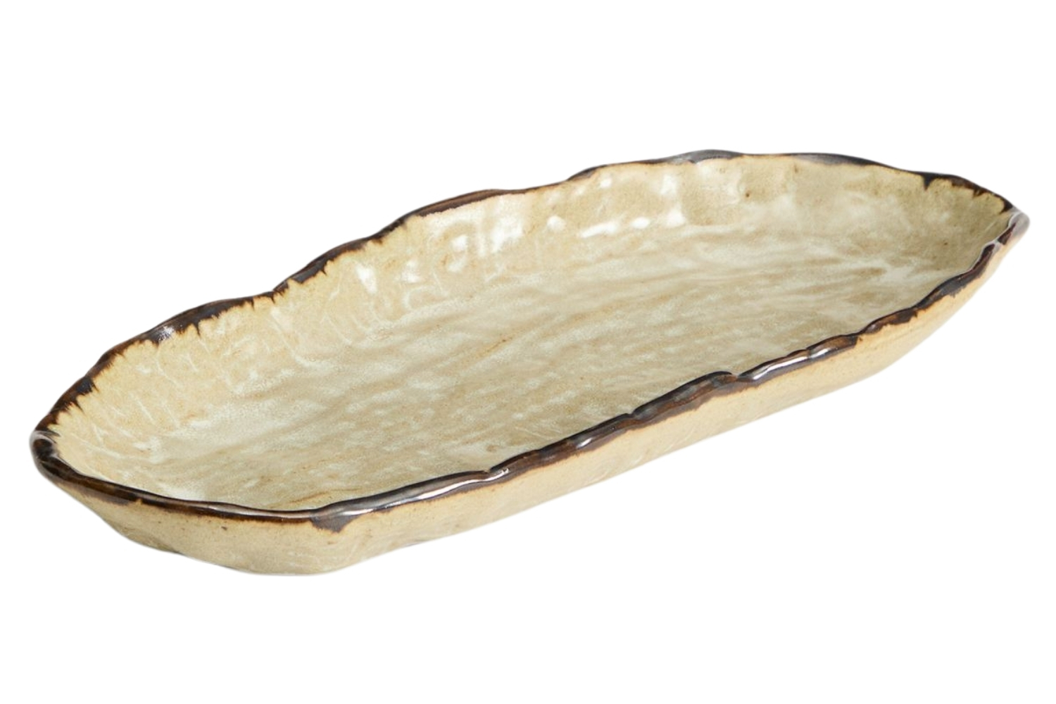 Kave Home Hnědý keramický tácek Abela 32 x 13 cm