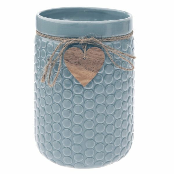 Keramická váza Wood heart světle modrá