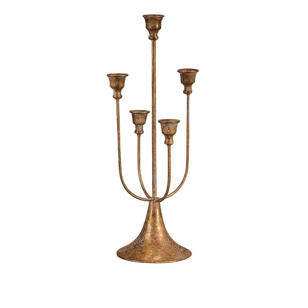 Kovový svícen pětiramenný