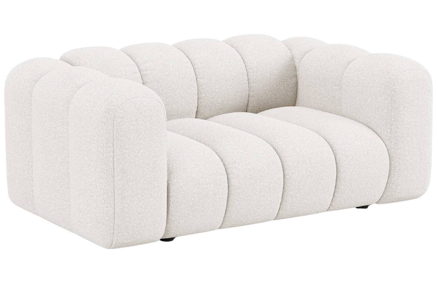 Micadoni Bílá bouclé dvoumístná pohovka Lupine 170 cm