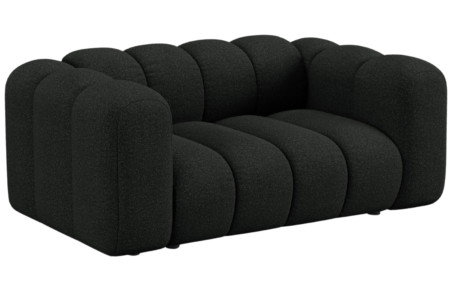 Micadoni Černá bouclé dvoumístná pohovka Lupine 170 cm