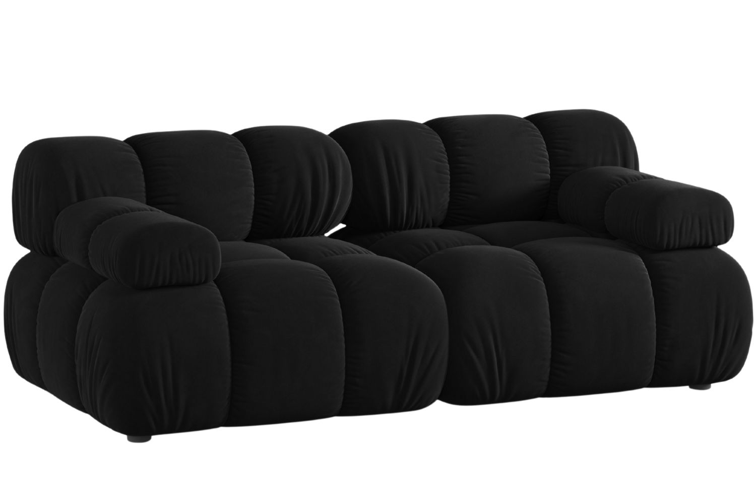 Micadoni Černá sametová dvoumístná pohovka Bellis 188 cm