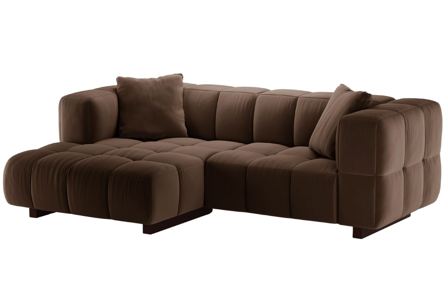 Micadoni Čokoládově hnědá sametová rozkládací pohovka Puma 260 cm