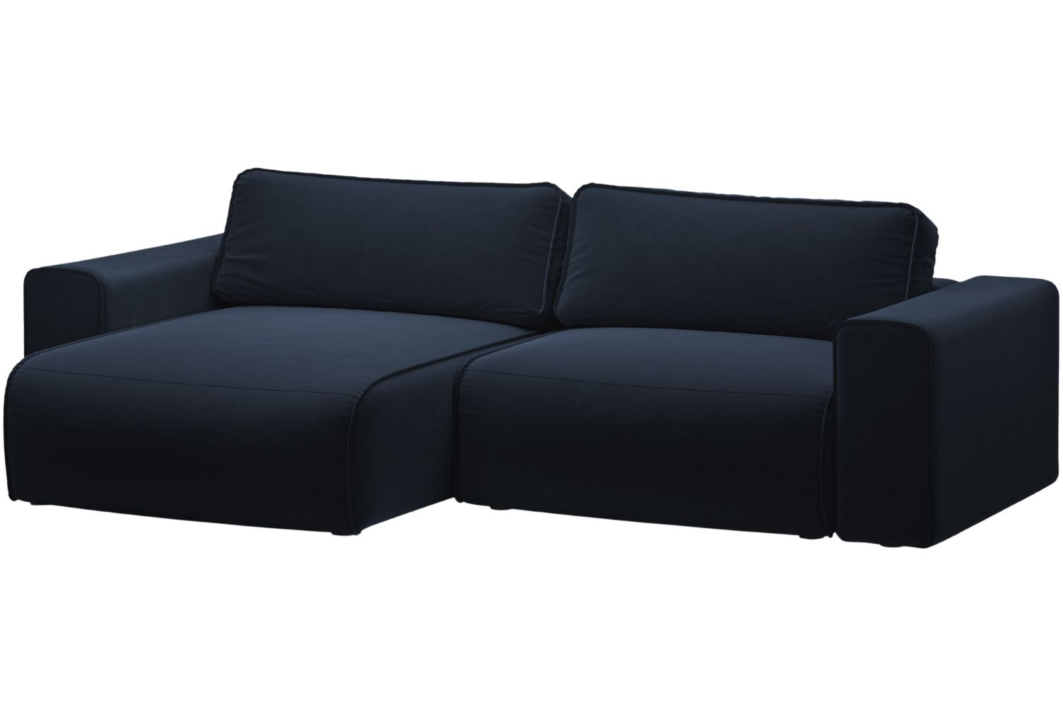 Micadoni Tmavě modrá sametová rozkládací pohovka Victor 246 cm