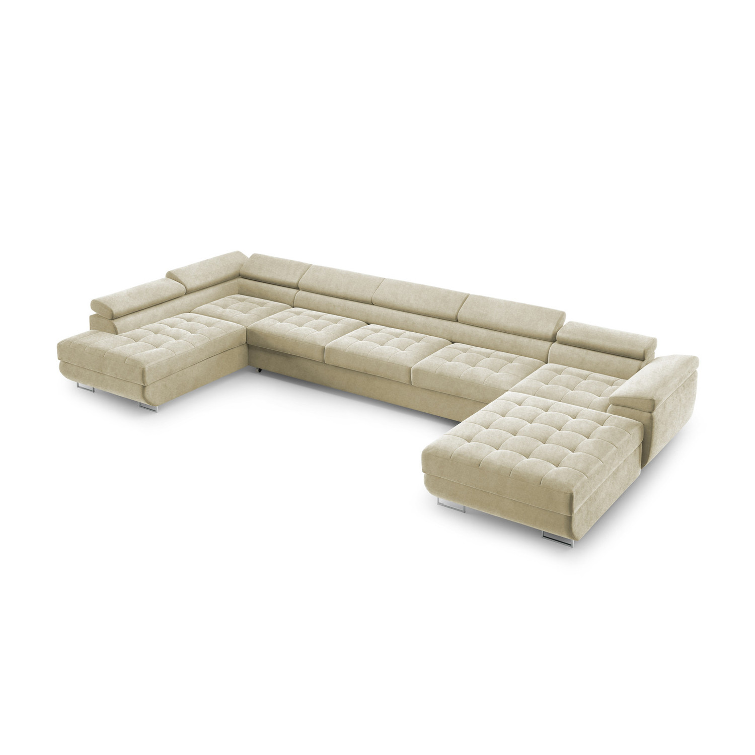 Rohová rozkládací sedací souprava BENJAMIN 275 U XL Levá Krémová