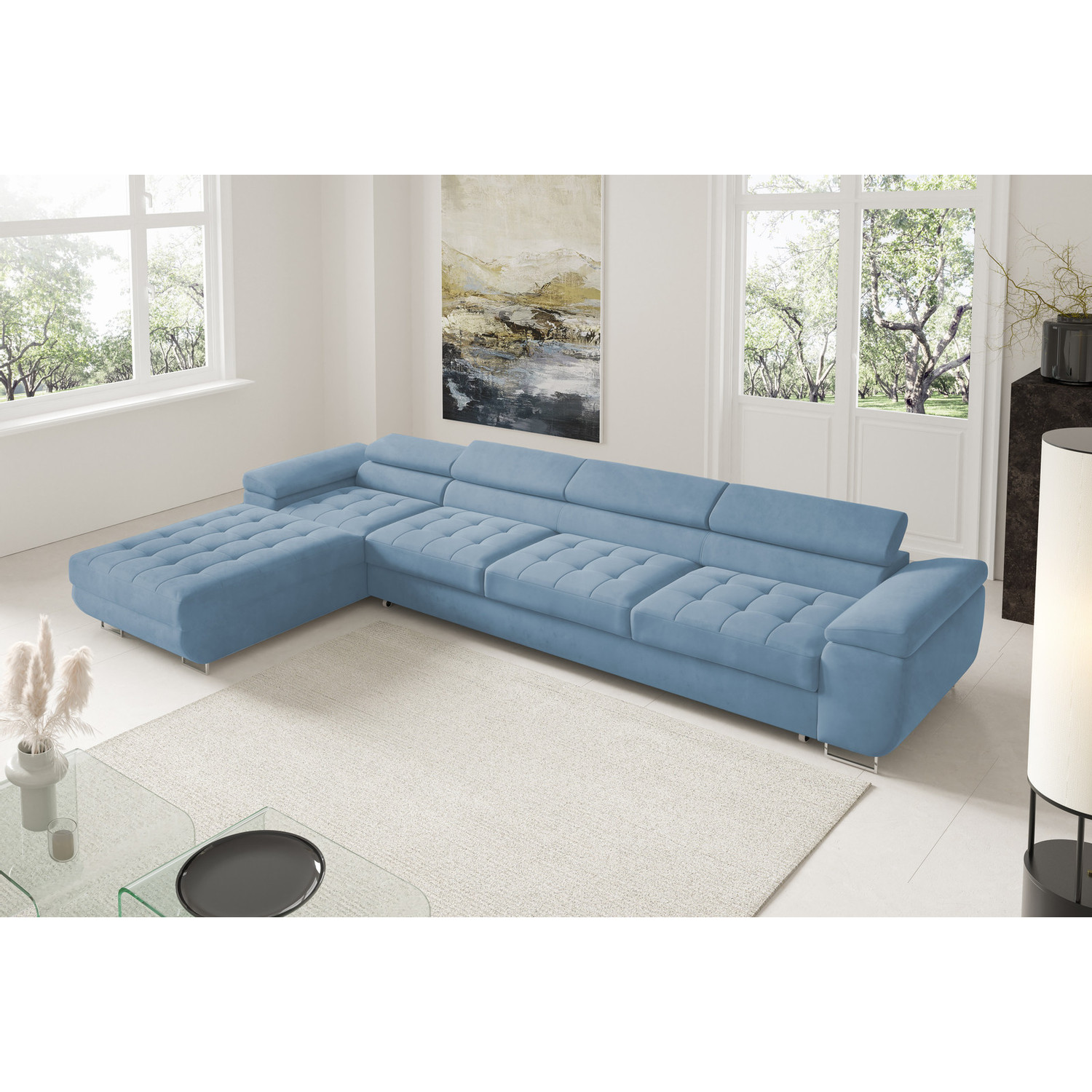 Rohová rozkládací sedací souprava BENJAMIN 272 XL Levá Modrá II