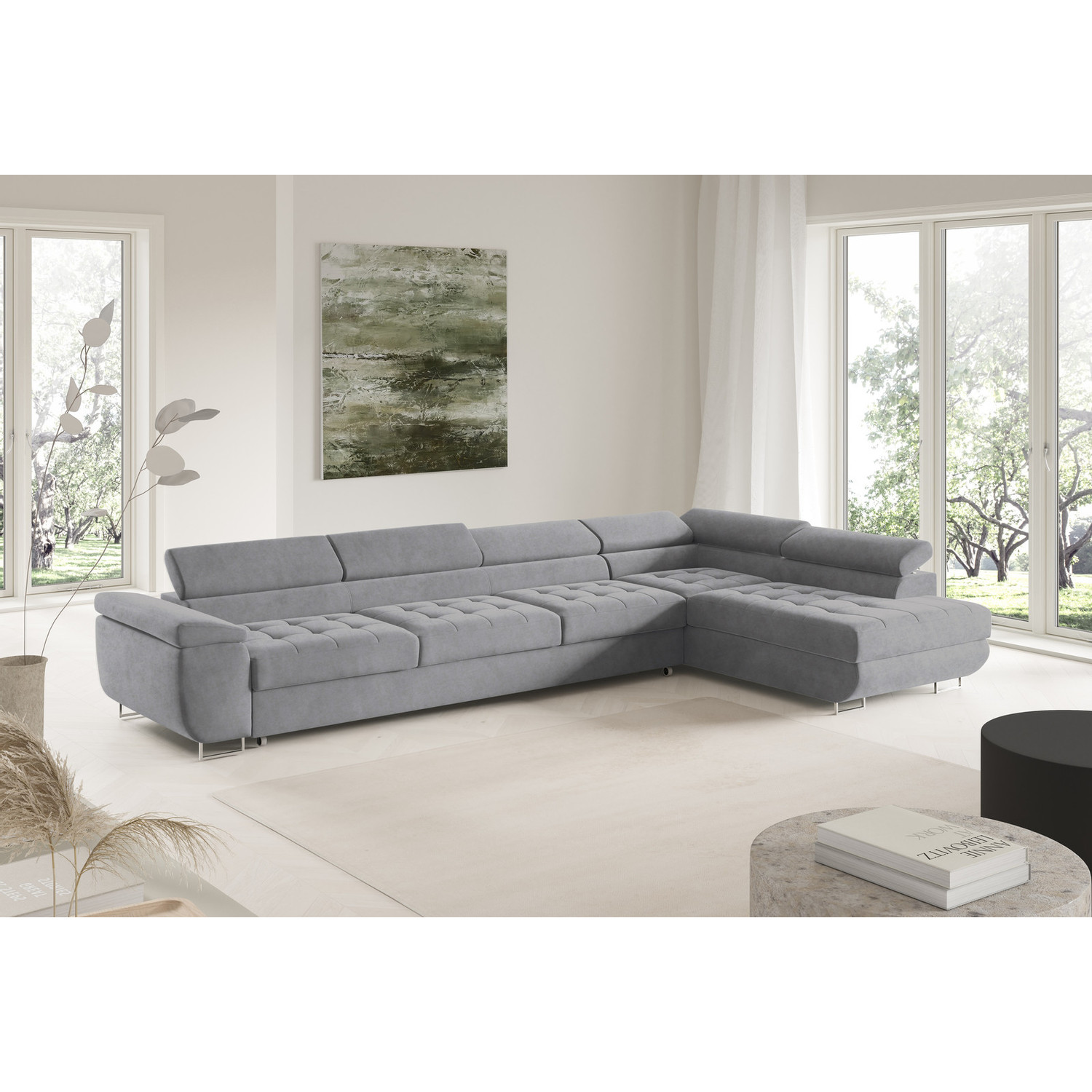 Rohová rozkládací sedací souprava BENJAMIN 155 XL Pravá Šedá IV