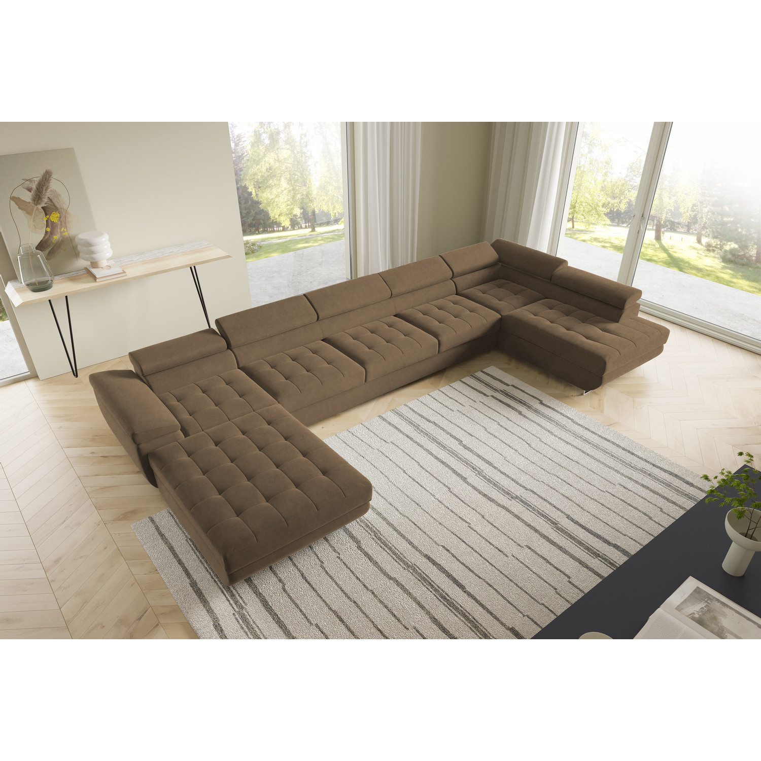 Rohová rozkládací sedací souprava BENJAMIN 275 U XL Pravá Modrá II