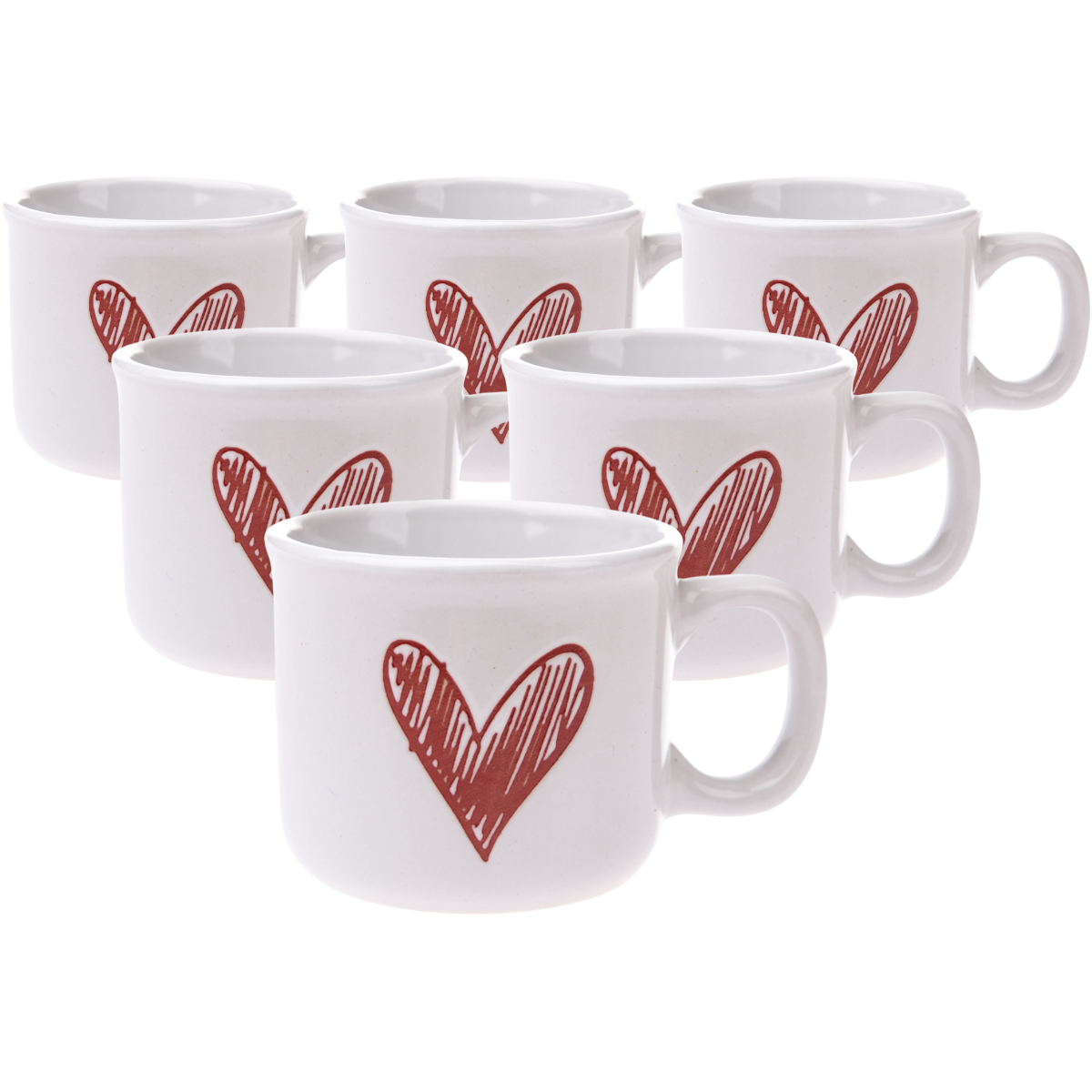 Sada 6 keramických hrnků Srdíčko II