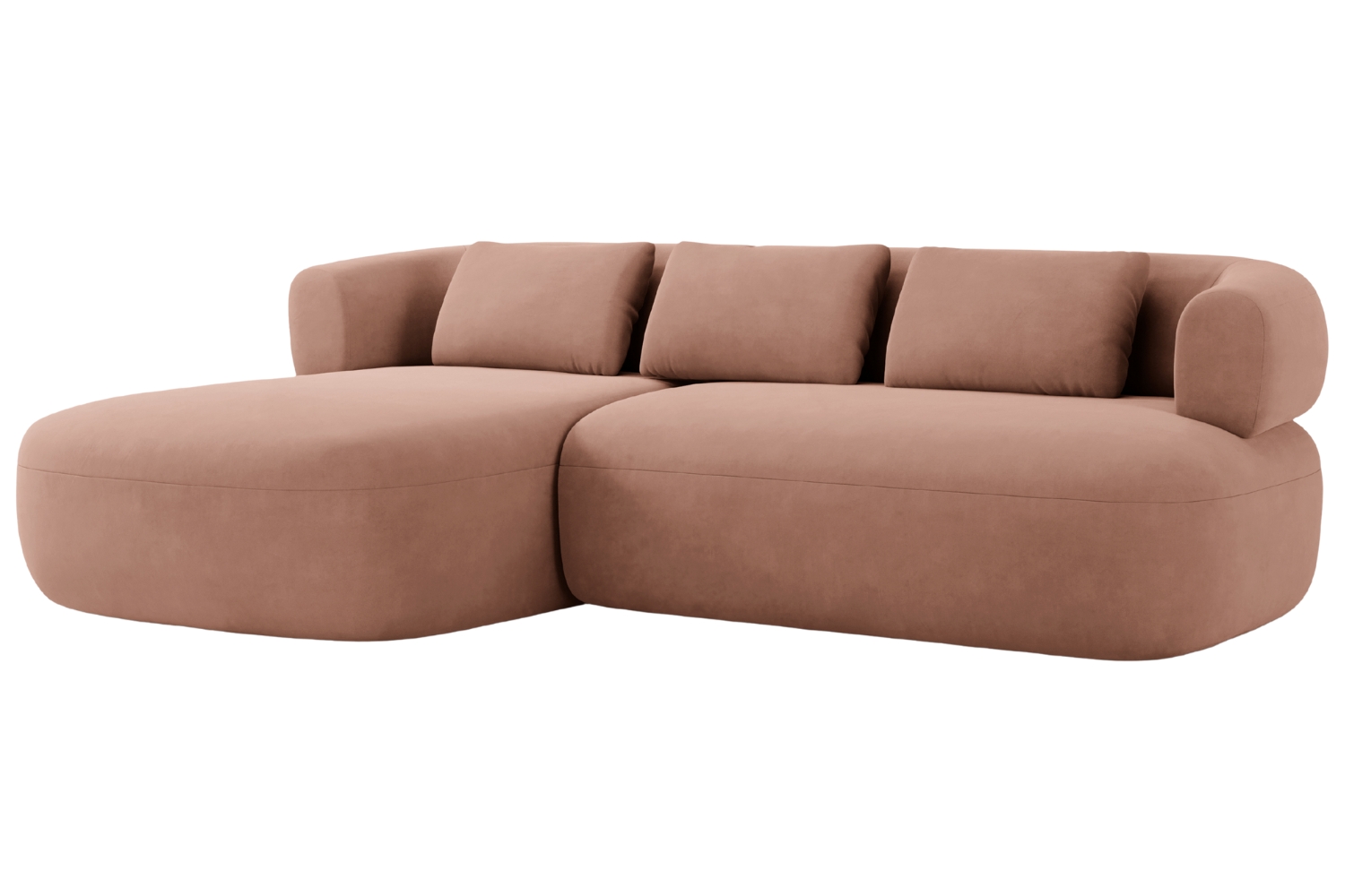 Windsor & Co Růžová sametová rohová pohovka Aldrin 225 cm