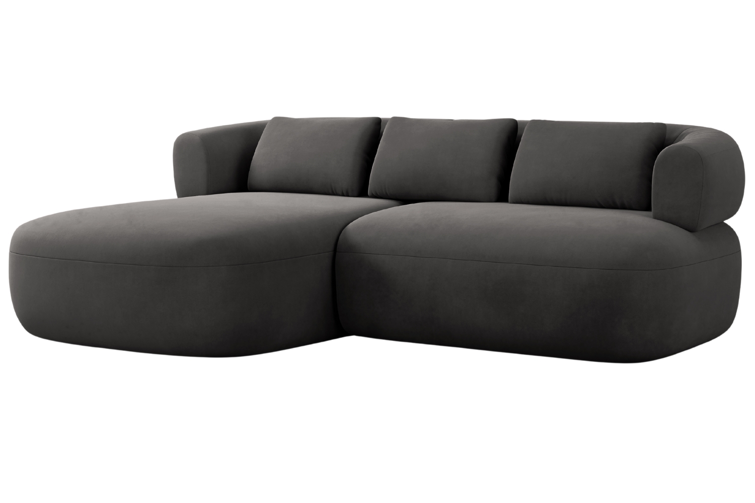 Windsor & Co Tmavě šedá sametová rohová pohovka Aldrin 200 cm