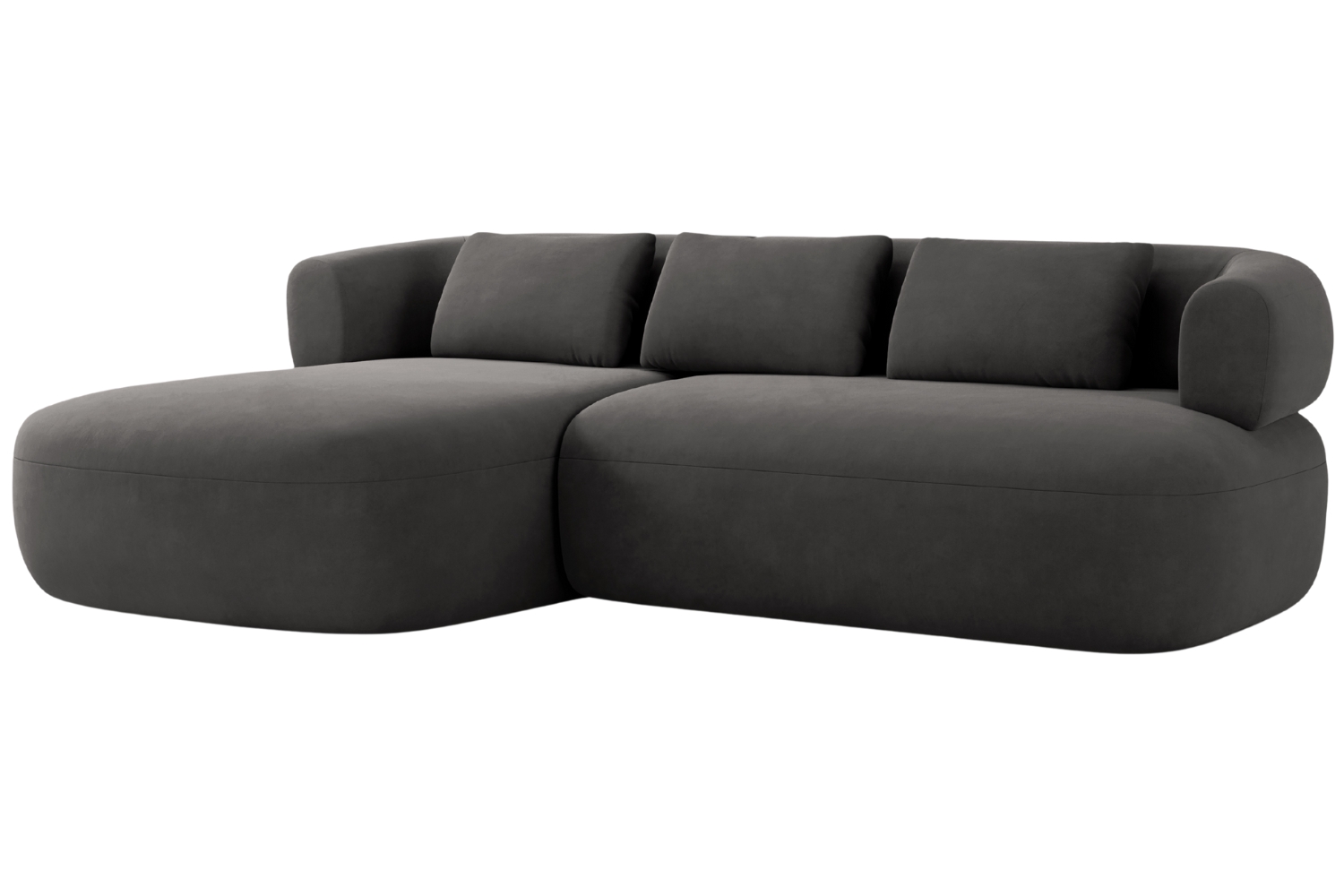 Windsor & Co Tmavě šedá sametová rohová pohovka Aldrin 225 cm