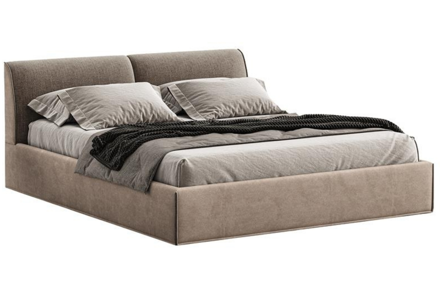 Woodsoft Hnědá dvoulůžková postel Novara 200 x 200 cm s úložným prostorem