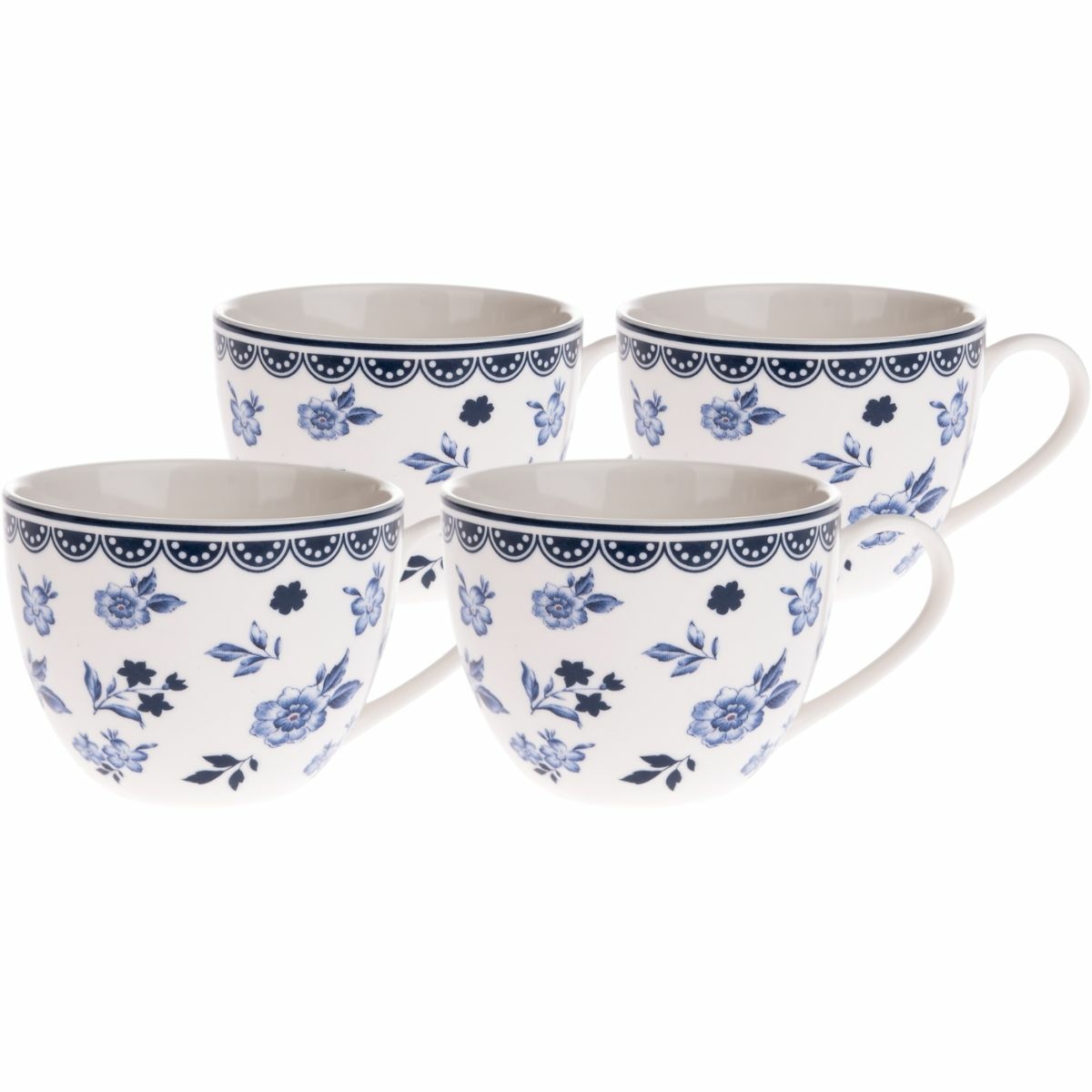 4dílná sada porcelánových šálků Floral