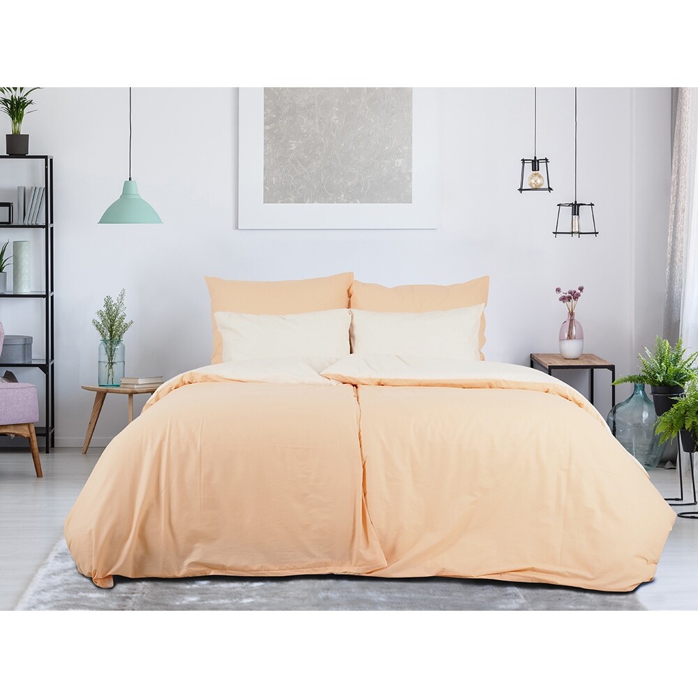 B.E.S. Petrovice Bavlněné povlečení Double face meruňková/popelavá