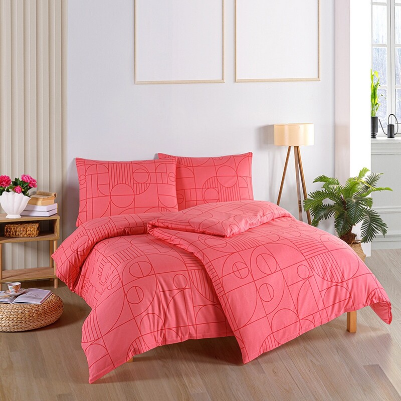 BedTex Bavlněné povlečení Geo Sunset Coral růžová
