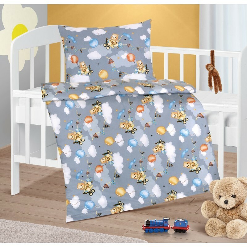 Bellatex Dětské bavlněné povlečení do postýlky Agáta Medvídek šedá