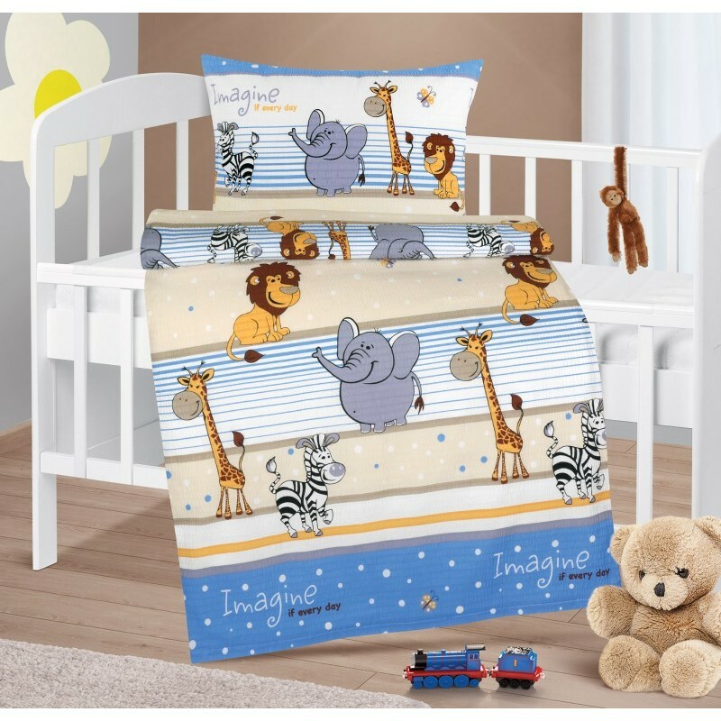 Bellatex Dětské krepové povlečení do postýlky Agáta Safari modrá