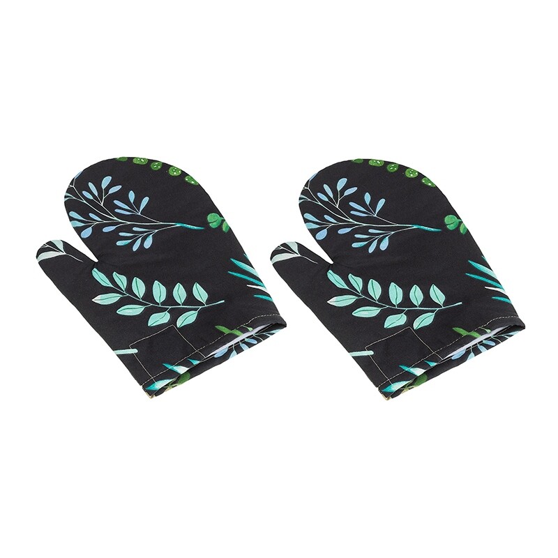 Bellatex Kuchyňská chňapka Lístky černá