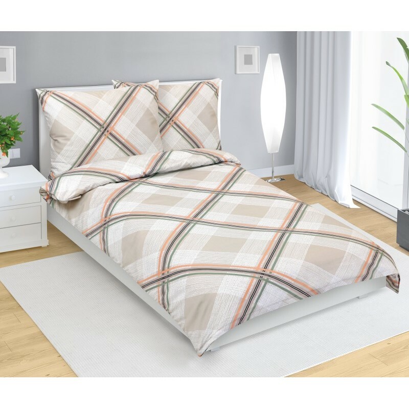 Bellatex Saténové povlečení Kostka béžová