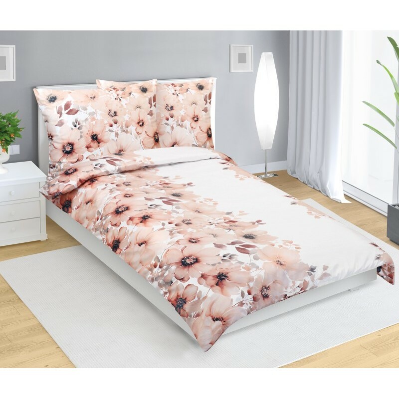 Bellatex Saténové povlečení Květ lososová