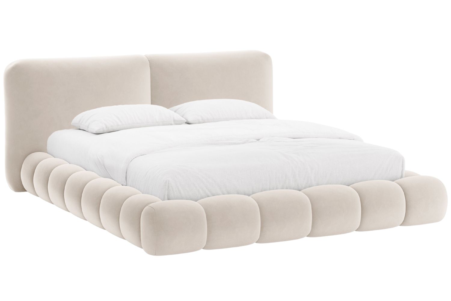Béžová sametová dvoulůžková postel MICADONI Solange 160 x 200 cm