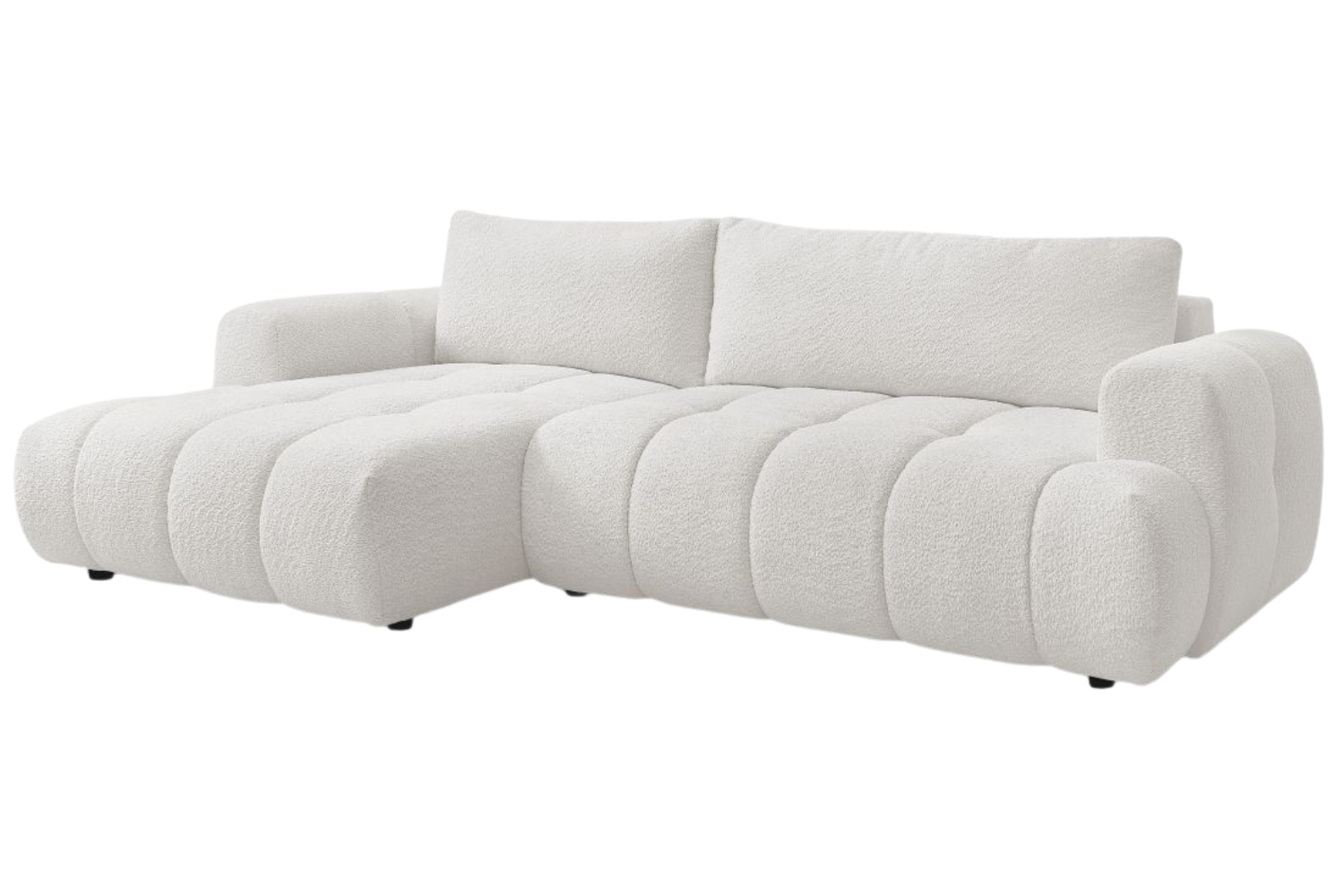 Bobochic Paris Bílá bouclé rozkládací pohovka Fuji 292 cm