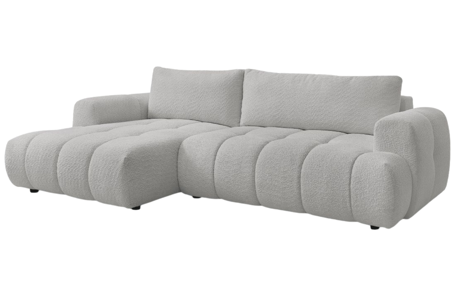 Bobochic Paris Světle šedá bouclé rozkládací pohovka Fuji 292 cm