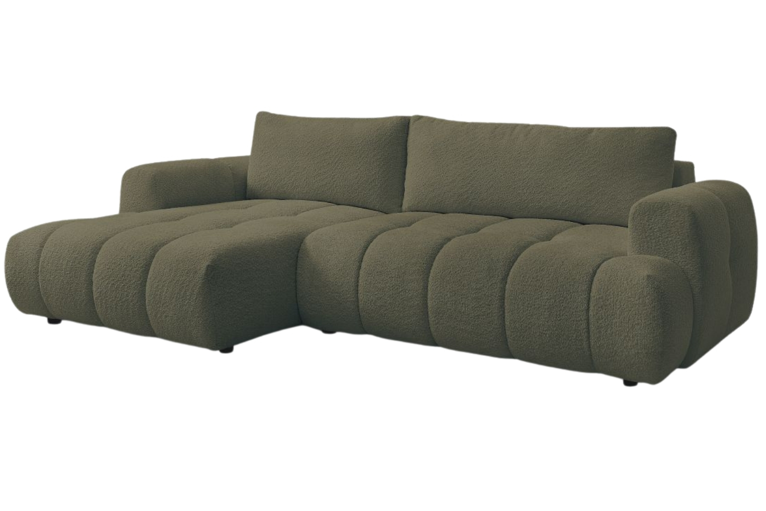 Bobochic Paris Zelená bouclé rozkládací pohovka Fuji 292 cm