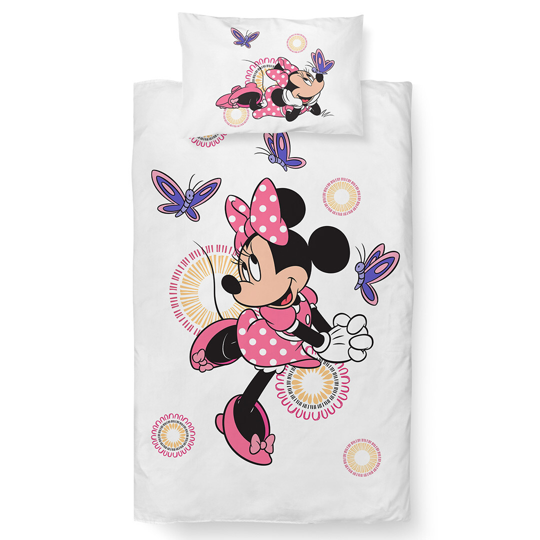 Carbotex Dětské povlečení do postýlky Minnie a Motýlci