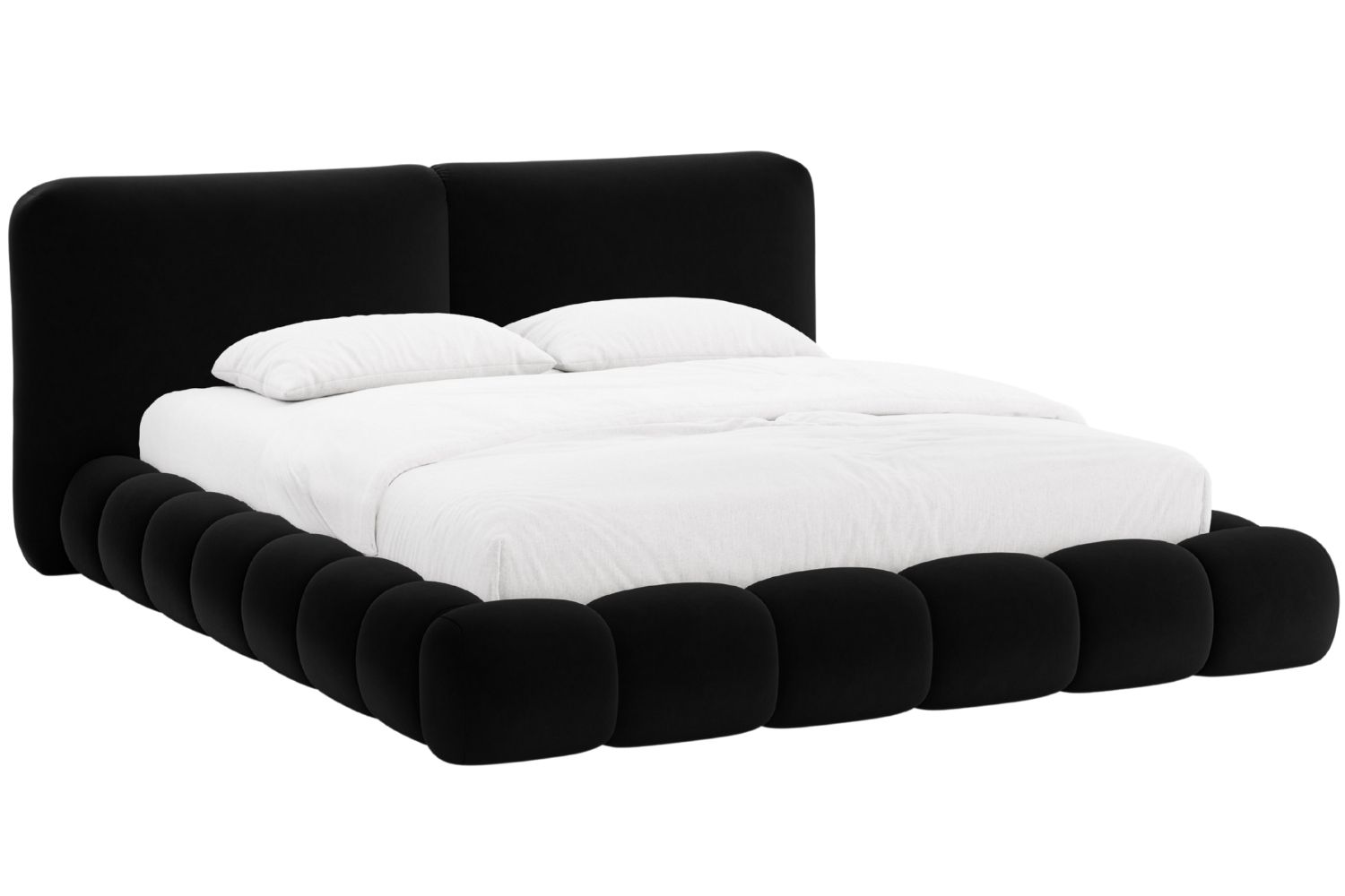 Černá sametová dvoulůžková postel MICADONI Solange 160 x 200 cm